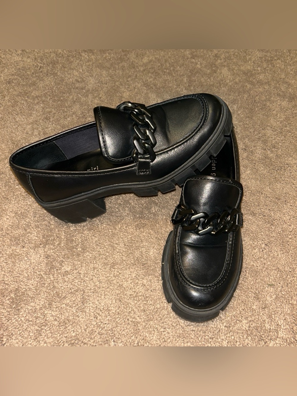Black Chunky Chain Loafers